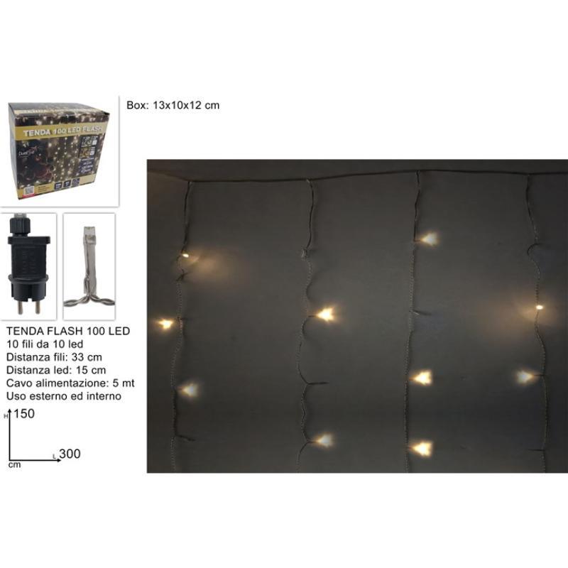 CORTINA FLASH 100 LED 3X1.5 MT BLANCO CALIDO