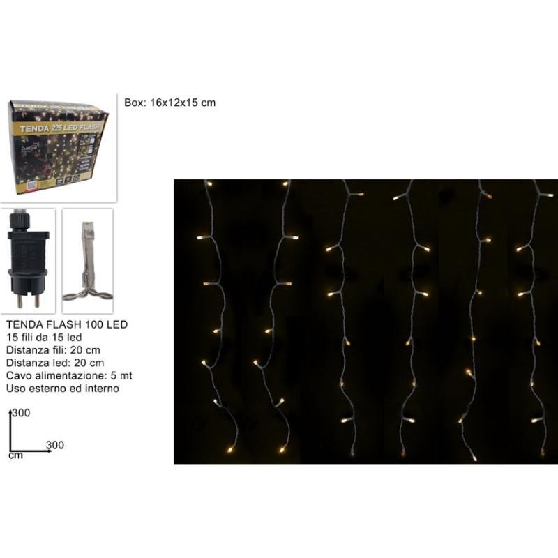 CORTINA FLASH 225 LED 3X3 MT BLANCO CALIDO