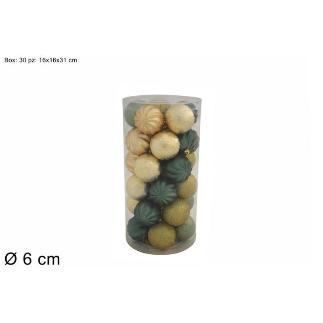 BOLAS 6 CM 30 PZ VERDE BOX PVC