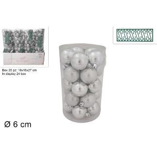 BOLA 6 CM 25 PZ PLATA