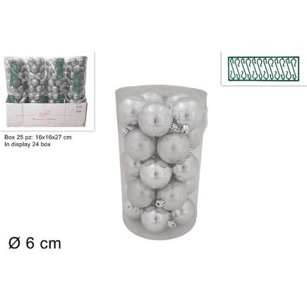 BOLA 6 CM 25 PZ PLATA