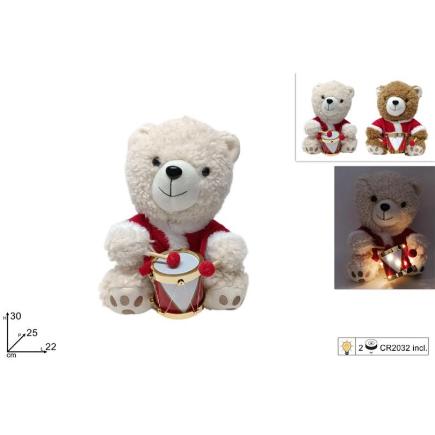 OSO PELUCHE 30 CM CON TAMBOR Y LUCES