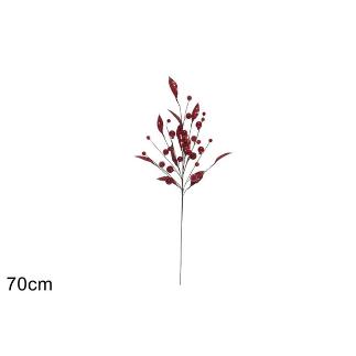 RAMA 70 CM HOJAS Y BAYAS ROJO