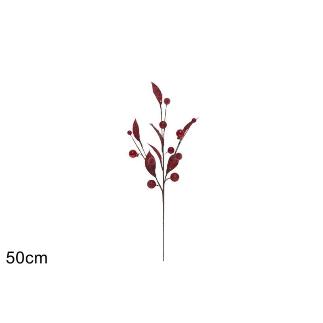 RAMA 50 CM HOJAS Y BAYAS ROJO