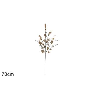 TALLO 70 CM C/HOJAS Y BOLAS ORO BLANCO