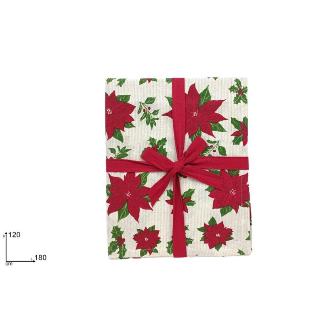 MANTEL NAVIDEÑO DE ALGODON 120X180 CM DEC ROJO