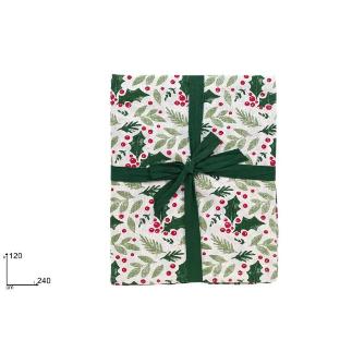 MANTEL NAVIDEÑO DE ALGODON 120X240 CM DEC VERDE