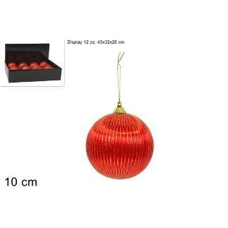 BOLA 10 CM ROJA LAMINADA CON HILO DORADO