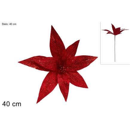 TALLO FLOR GLITTER 40 CM ROJO