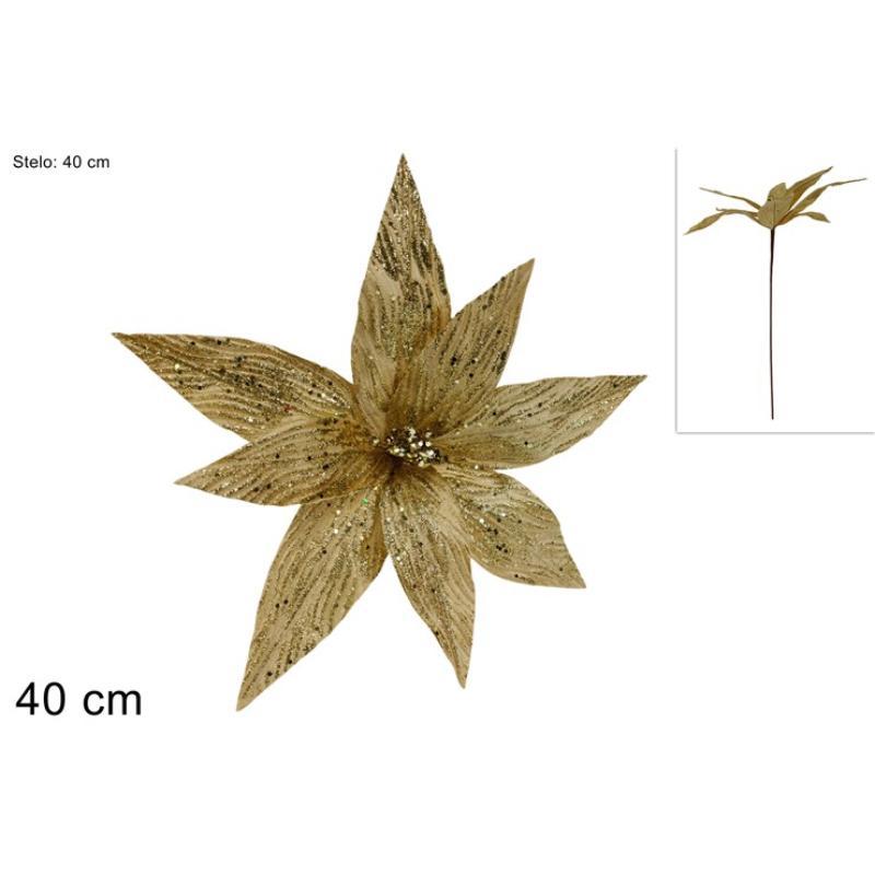 TALLO FLOR BRILLANTE 40 CM ORO