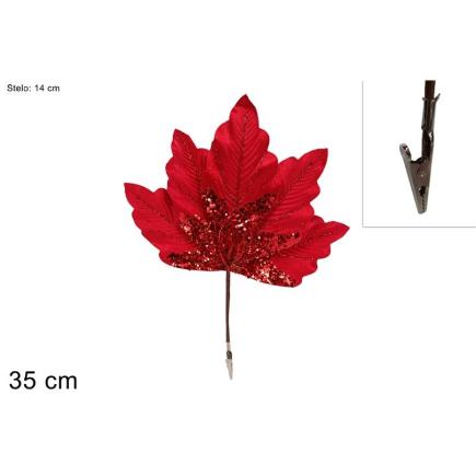 PINZA FLOR TERCIOPELO BRILLO ROJO