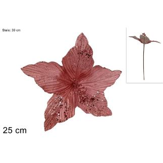 TALLO FLOR TERCIOPELO BRILLANTE 25 CM ROSA