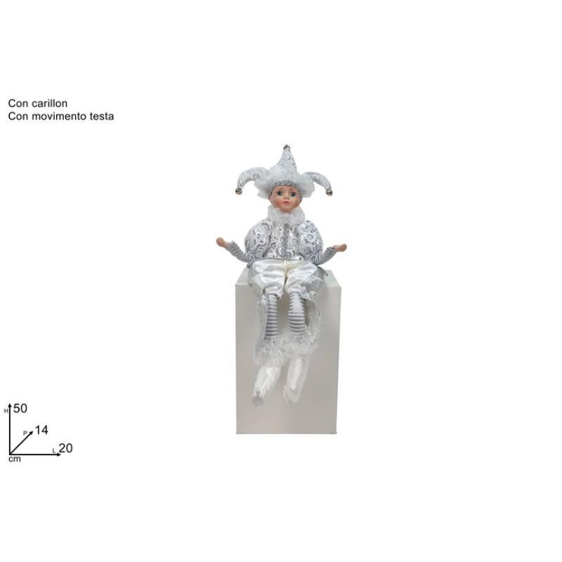 BUFON SENTADO 50 CM CON MUSICA Y MOVIMIENTO PLATA