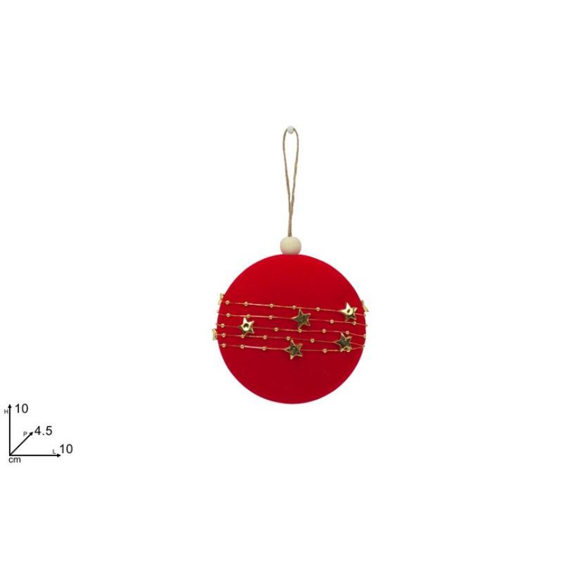 COLGANTE BOLA ROJO CON FILO ORO