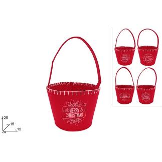 CESTITA DE FIELTRO ROJA MERRY CHRISTMAS