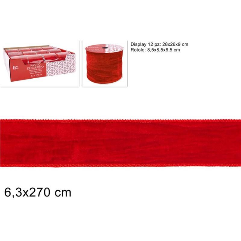 CINTA DE 6.3X270 CM EFECT TERCIOPELO ROJO