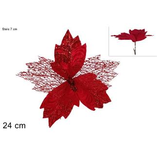 PINZA FLOR VELLO RETINAD 24 CM ROJO