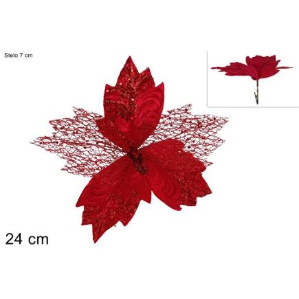 PINZA FLOR VELLO RETINAD 24 CM ROJO