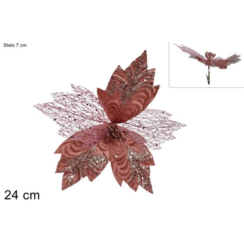 PINZA FLOR VELLO RETINAD 24 CM ROSA