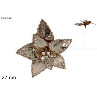 TALLO FLOR CHAMPAGNE 27 CM CON PERLAS