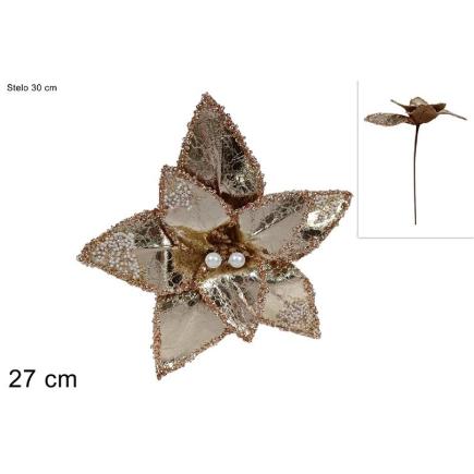 TALLO FLOR CHAMPAGNE 27 CM CON PERLAS