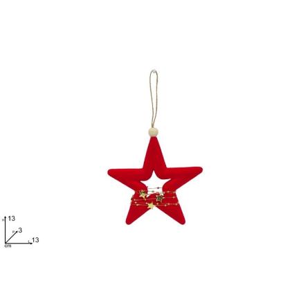 ESTRELLA ROJO CON FILO ORO