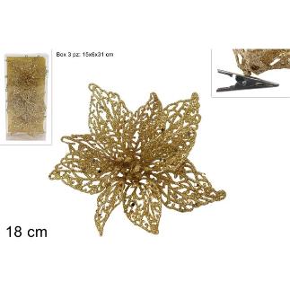 FLOR GLITTER CON PINZA ORO