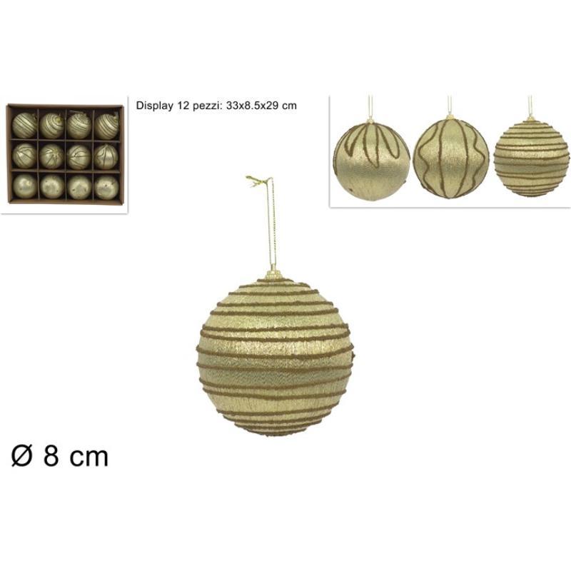 SET 12 BOLA 8 CM HILO DECO ORO