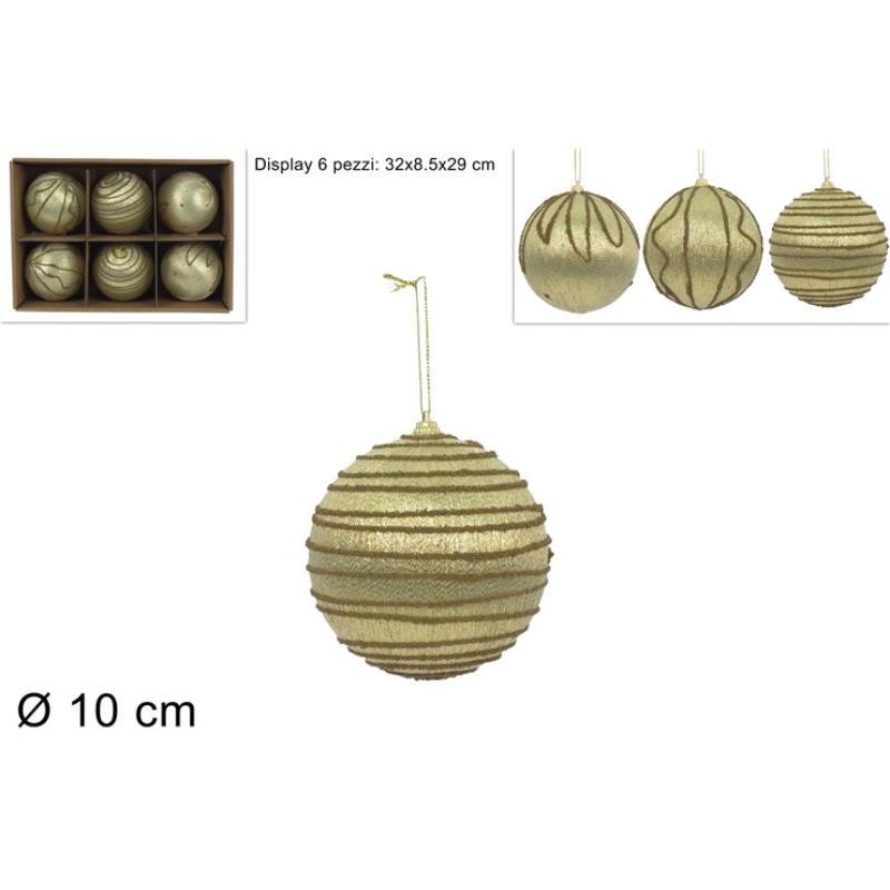 SET 6 BOLA 10 CM HILO DEC ORO