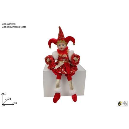 BUFON SENTADO 50 CM CON MUSICA Y MOVIMEINTO ROJO