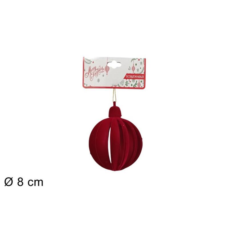 BOLA 8 CM EFEC TERCIOPELO BURDEOS