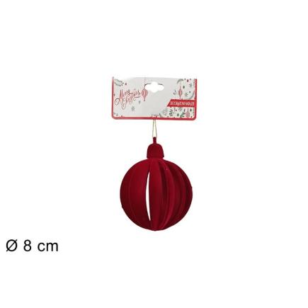 BOLA 8 CM EFEC TERCIOPELO BURDEOS