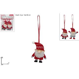 COLGANTES PAPA NOEL CON FIELTRO 2 PZ SURTID 2 MOD