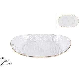 PLATO OVALADO CON BORDE DORADO 28.5X19.5 CM