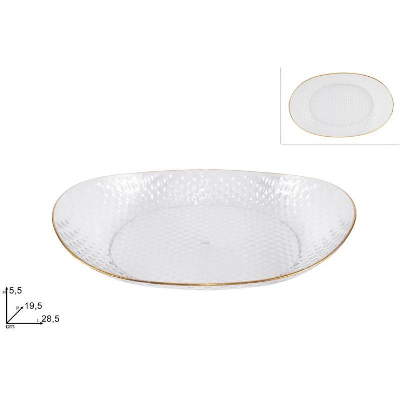 PLATO OVALADO CON BORDE DORADO 28.5X19.5 CM