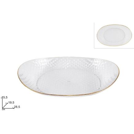 PLATO OVALADO CON BORDE DORADO 28.5X19.5 CM