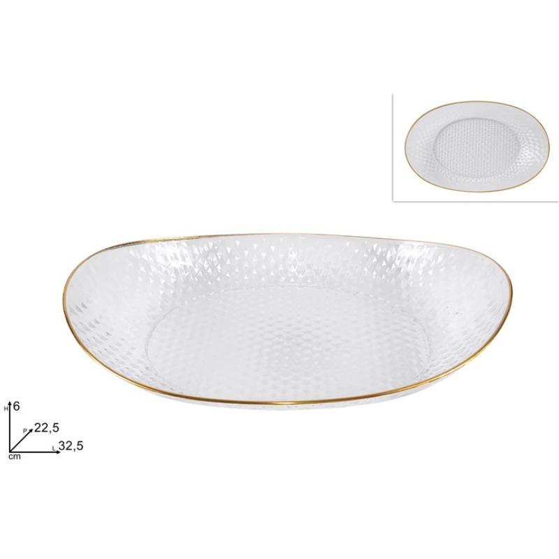 BANDEJA OVALADA CON BORDE 32.5X22.5 CM ORO