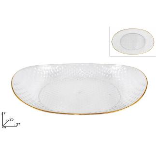 BANDEJA OVALADA CON BORDE 37X25 CM ORO