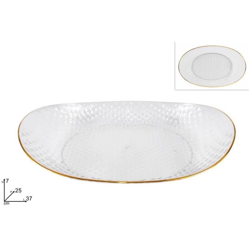 BANDEJA OVALADA CON BORDE 37X25 CM ORO