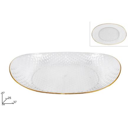 BANDEJA OVALADA CON BORDE 37X25 CM ORO