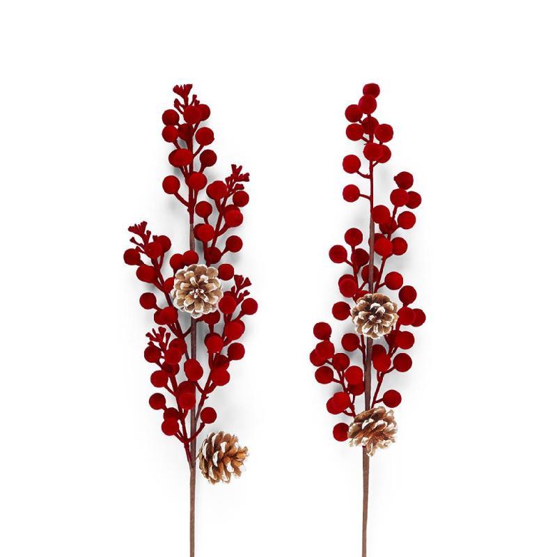 VARA DE FRUTOS ROJOS FLOCADOS BURDEOS
