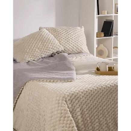 EDREDON JACQUARD KARAMELO SHERPA DAN 105 CREMA