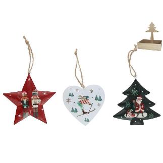 ADORNO COLGANTE ARBOL/ESTRELLA/CORAZON METAL 3 STD 9.7X9.5 CM