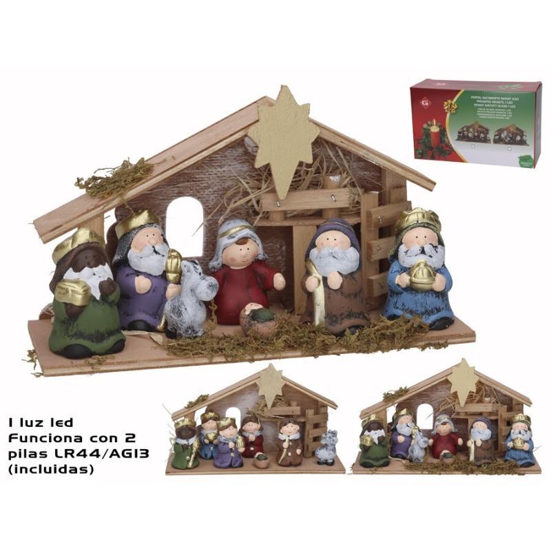 PORTAL BELEN INFANTIL 1 LED 2 STD 28 CM