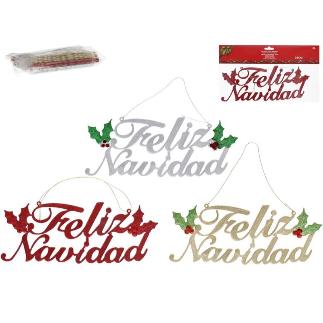LETRERO FELIZ NAVIDAD 3 STD 29 CM LOUV