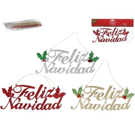 LETRERO FELIZ NAVIDAD 3 STD 29 CM LOUV