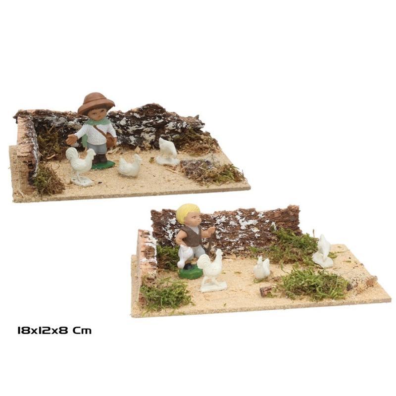 PASTOR CON GALLINAS 18X12X8 CM