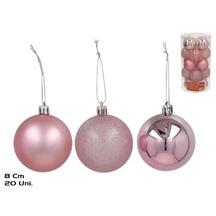 CAJA BOLA X20 8 CM ROSA WEZEN