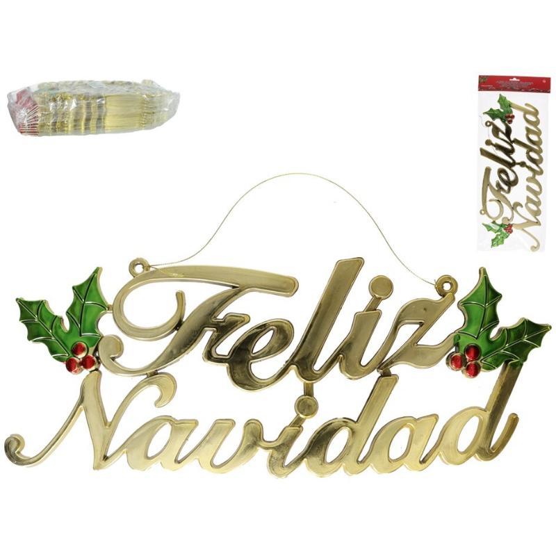 LETRERO FELIZ NAVIDAD ORO 24X46 CM