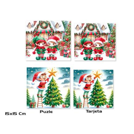 TARJETA FELICITACION X2 + PUZZLE 2 STD 15X15CM NERVO